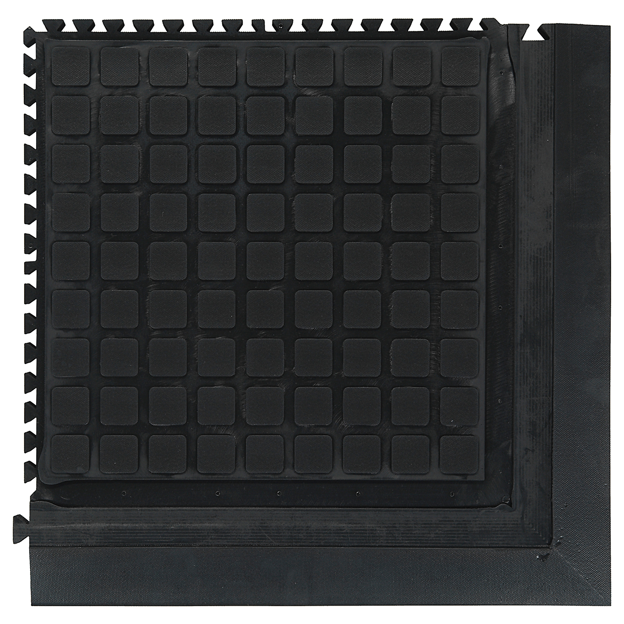 M+A Matting Hog Heaven Slip-Resistant, Anti-Fatigue, Customizable Modular Tiles, 39.75" x 39.75" Black, 3/4" Thickness, Model # 447203100